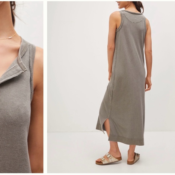 Casual greyish waffle Sleeveless Dress - Picture 3 of 11